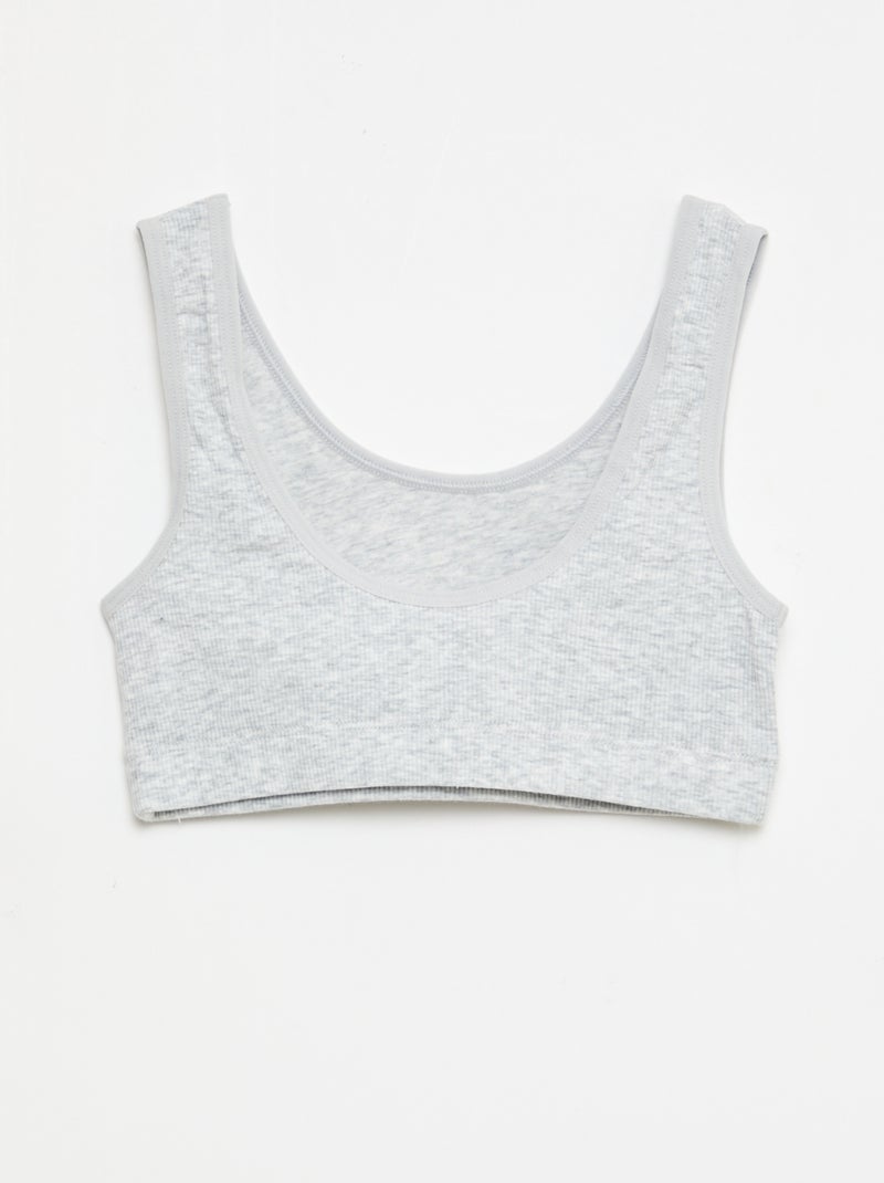 Ribbed Knit Bralette Set Grey - Kiabi
