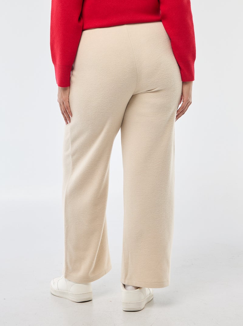 Ribbed Knit Comfort Trousers Beige - Kiabi