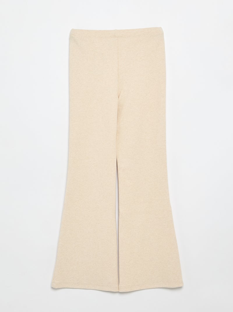 Ribbed knit flare leggings Beige - Kiabi