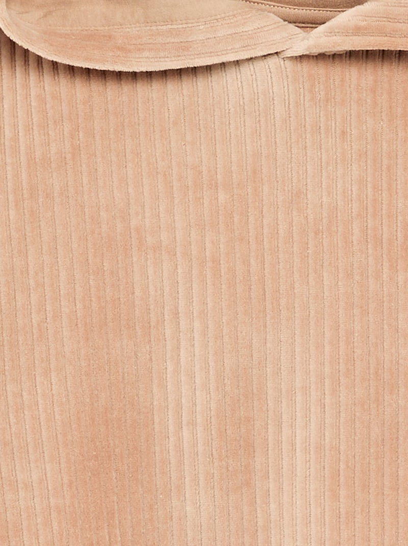 Ribbed knit hooded sweatshirt Beige - Kiabi