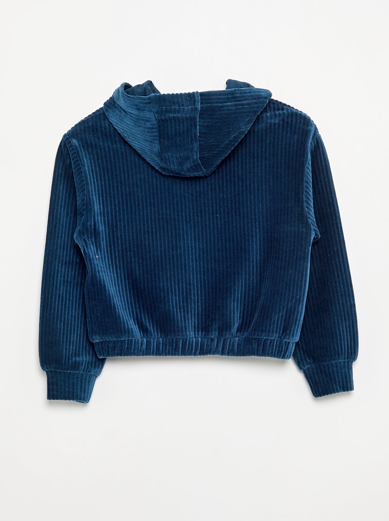 Ribbed knit hooded sweatshirt Blue - Kiabi