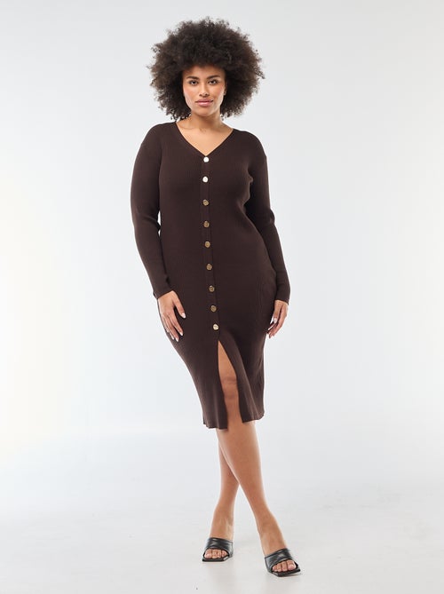 Ribbed Knit Midi Dress with Cardigan Style - Kiabi
