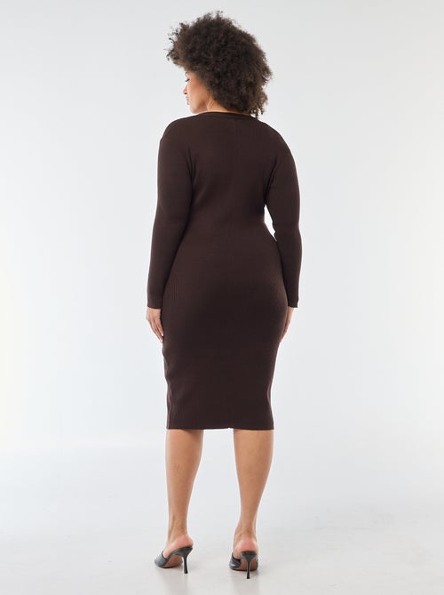 Ribbed Knit Midi Dress with Cardigan Style - Kiabi