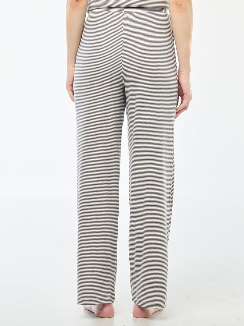 Ribbed Knit Pajama Pants Blue - Kiabi