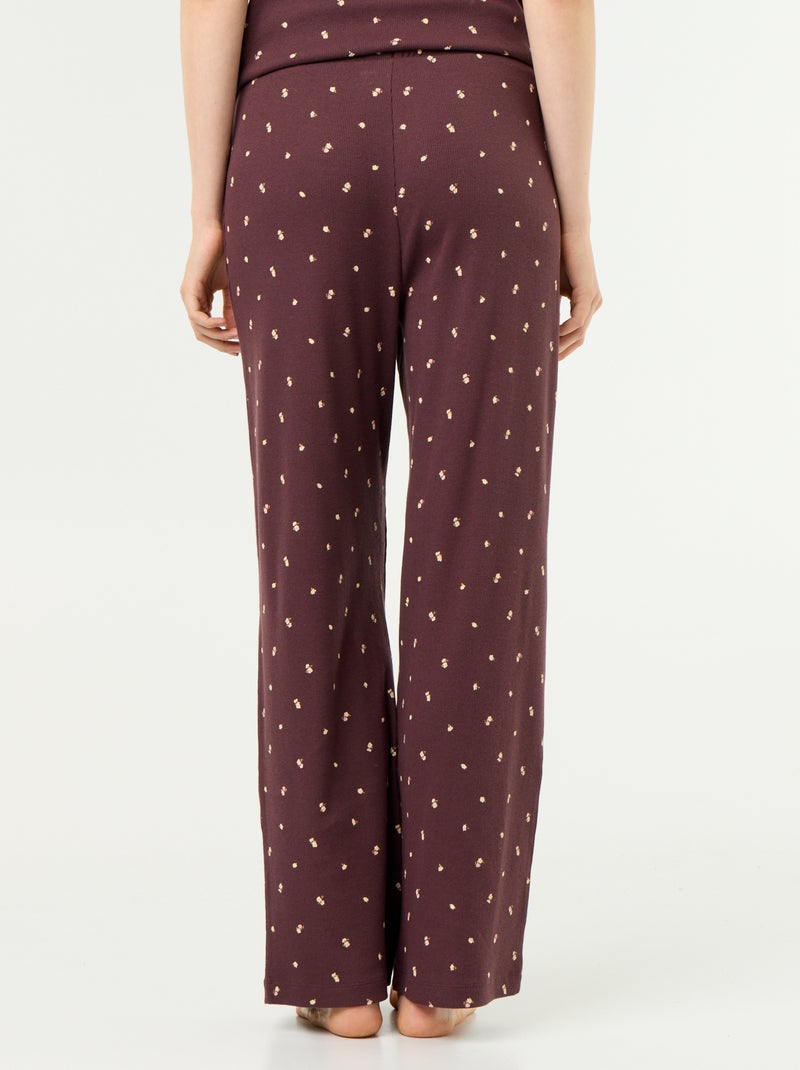 Ribbed knit pajama pants Dark brown - Kiabi