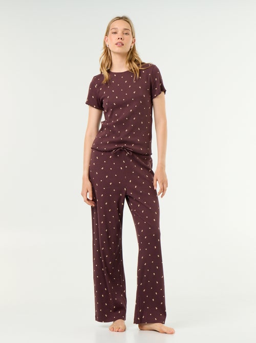 Ribbed Knit Pajama T-Shirt - Kiabi