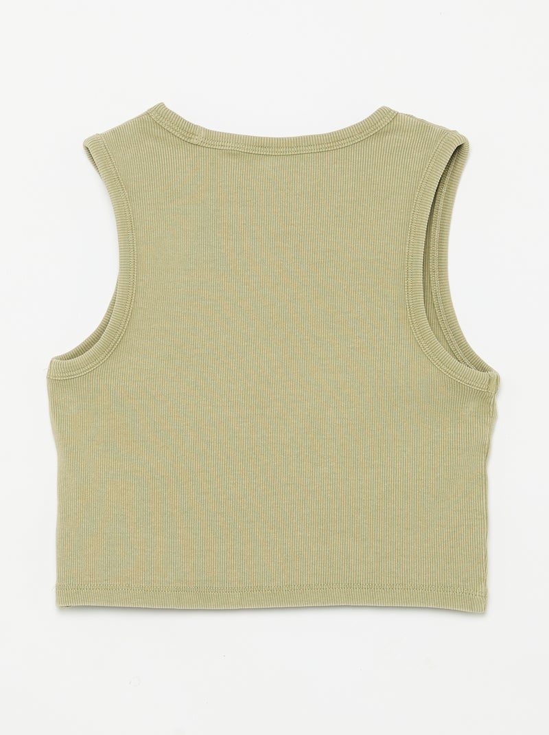 Ribbed knit plain tank top Khaki - Kiabi