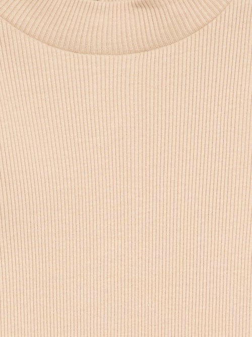 Ribbed knit roll-neck top - Kiabi Ribbed knit roll-neck top - Kiabi