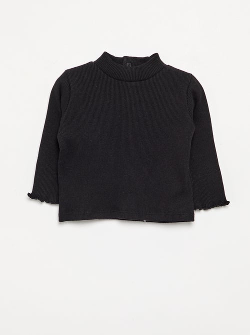 Ribbed knit roll-neck top - Kiabi Ribbed knit roll-neck top - Kiabi