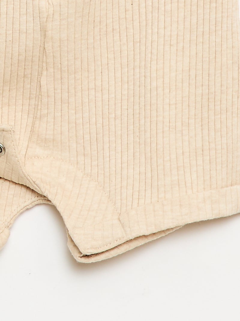 Ribbed knit short romper Beige - Kiabi