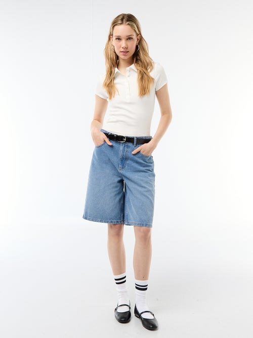 Ribbed Knit Short-Sleeve Polo Shirt - Kiabi