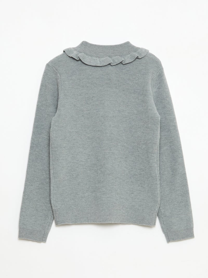 Ribbed Knit Sweater Grey - Kiabi