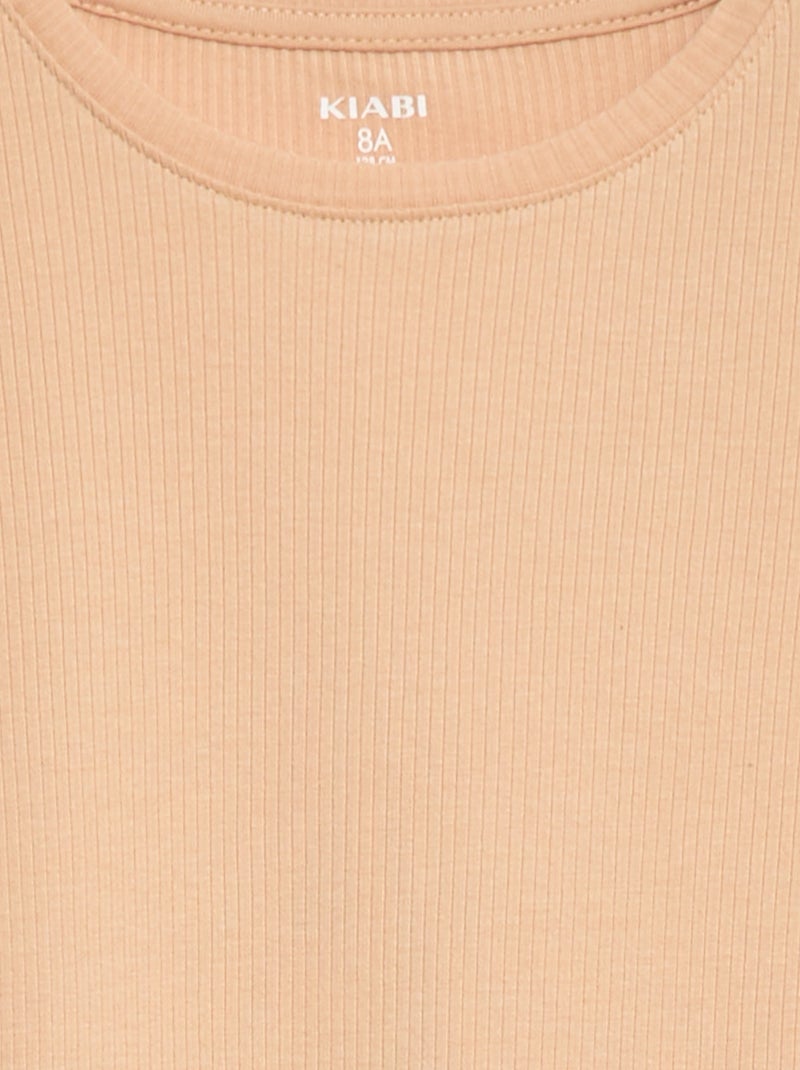 Ribbed knit T-shirt Beige - Kiabi