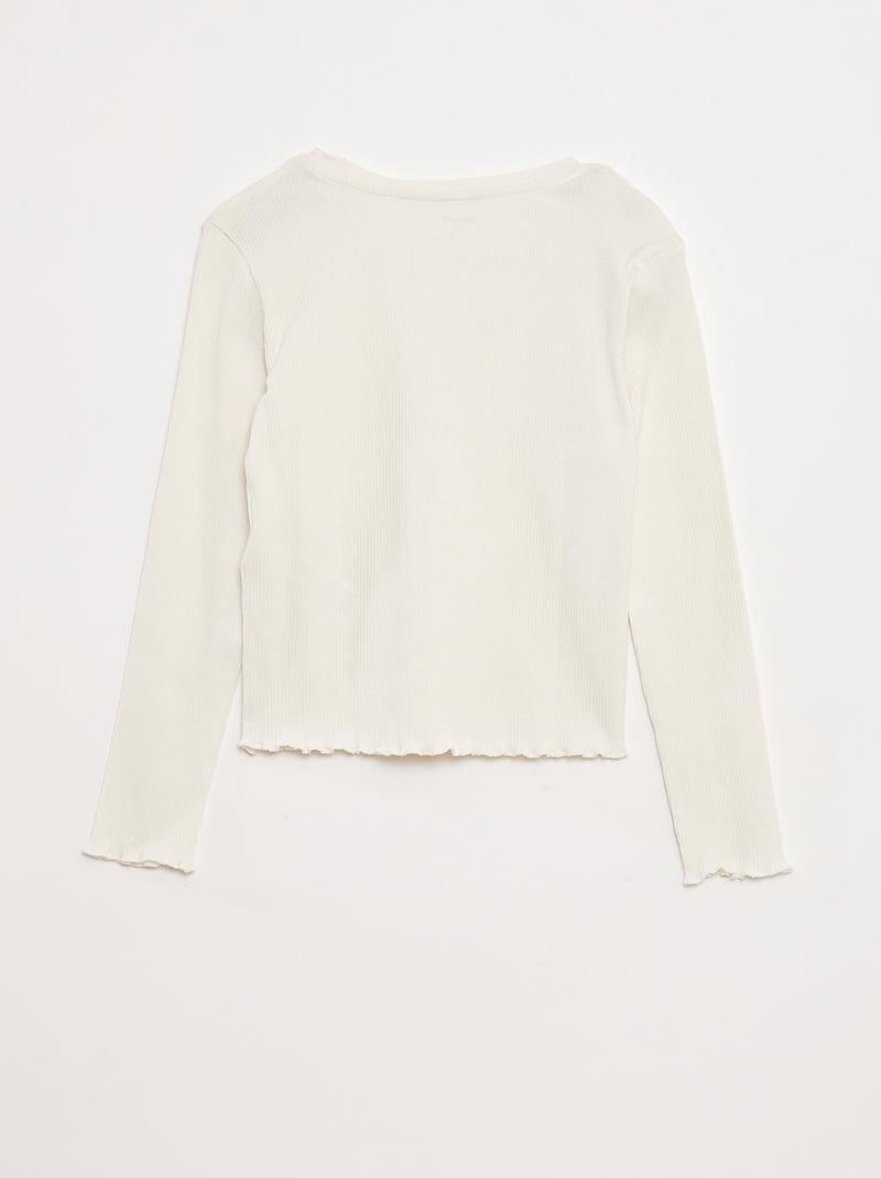 Ribbed knit T-shirt White - Kiabi