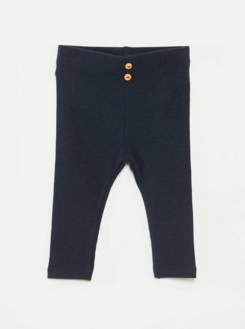 Ribbed Leggings with Buttons - Kiabi Ribbed Leggings with Buttons - Kiabi