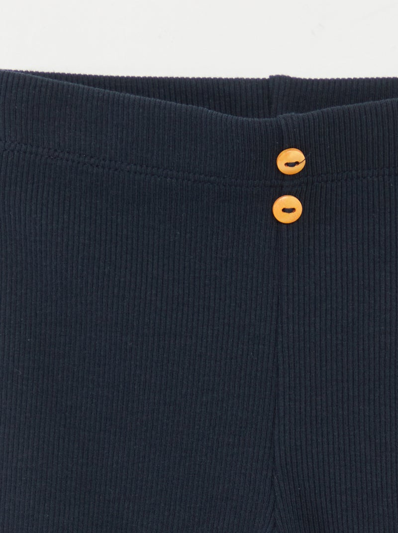 Ribbed Leggings with Buttons Blue - Kiabi
