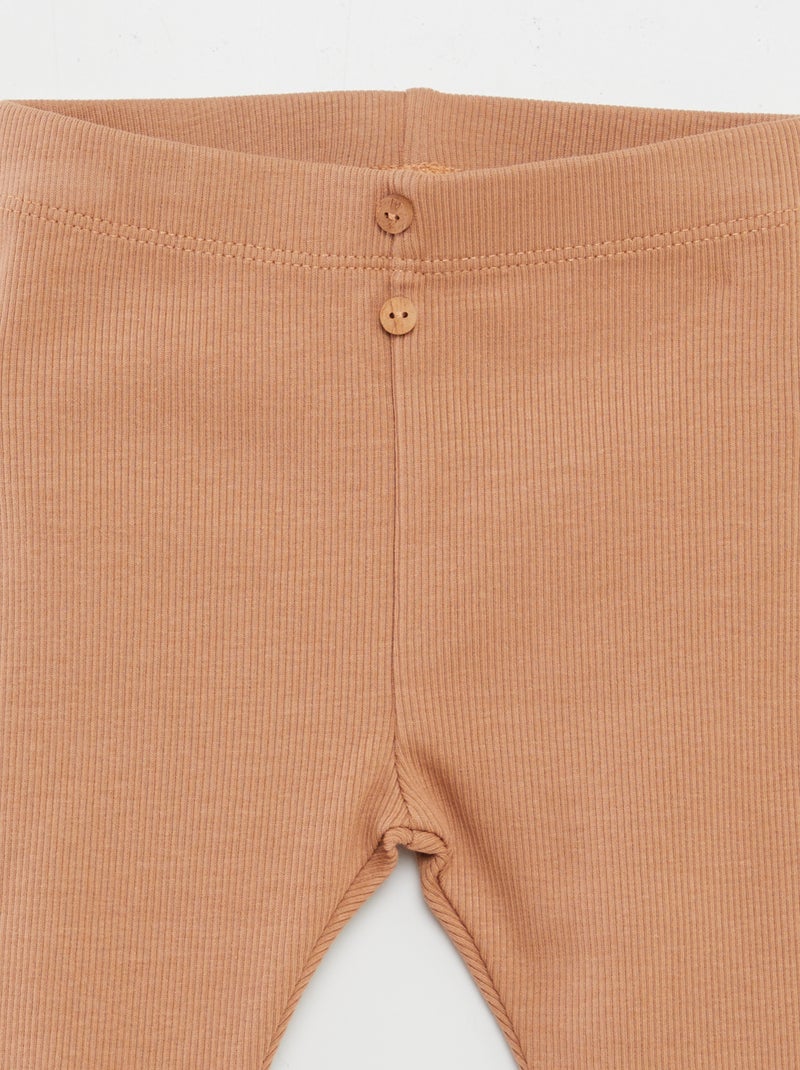 Ribbed Leggings with Buttons BROWN - Kiabi