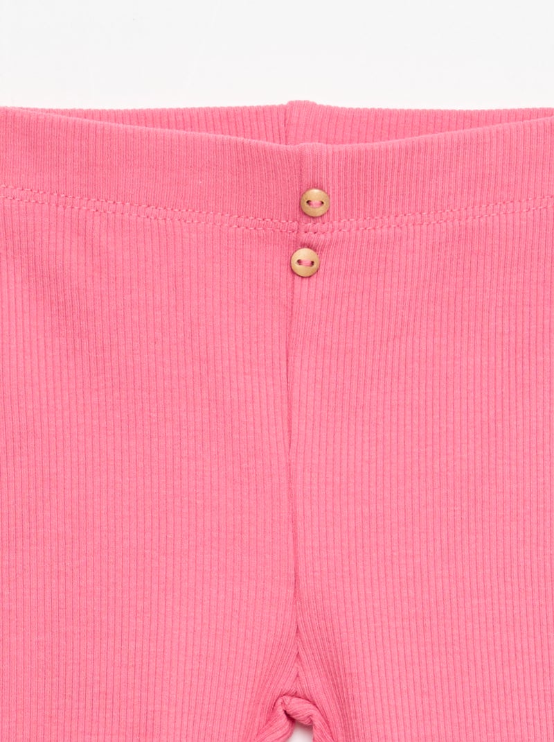 Ribbed Leggings with Buttons Fuchsia - Kiabi