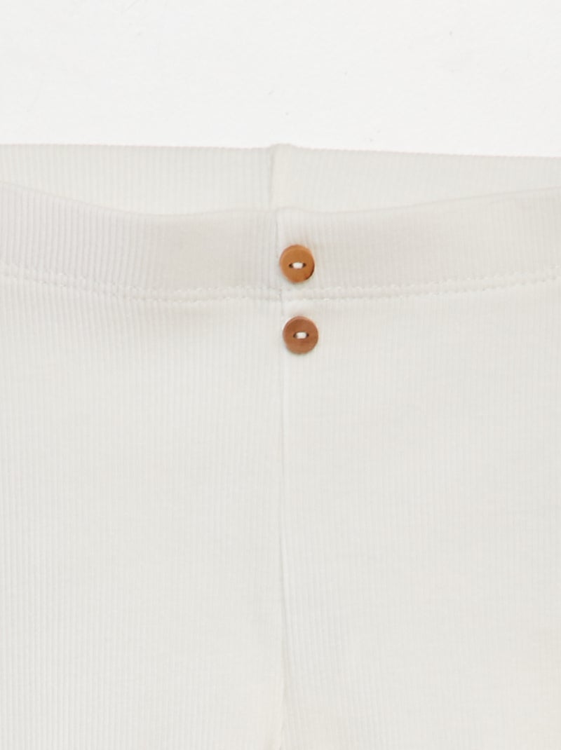 Ribbed Leggings with Buttons WHITE - Kiabi