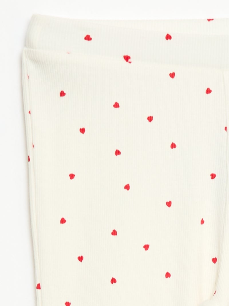 Ribbed Leggings with Pattern White - Kiabi