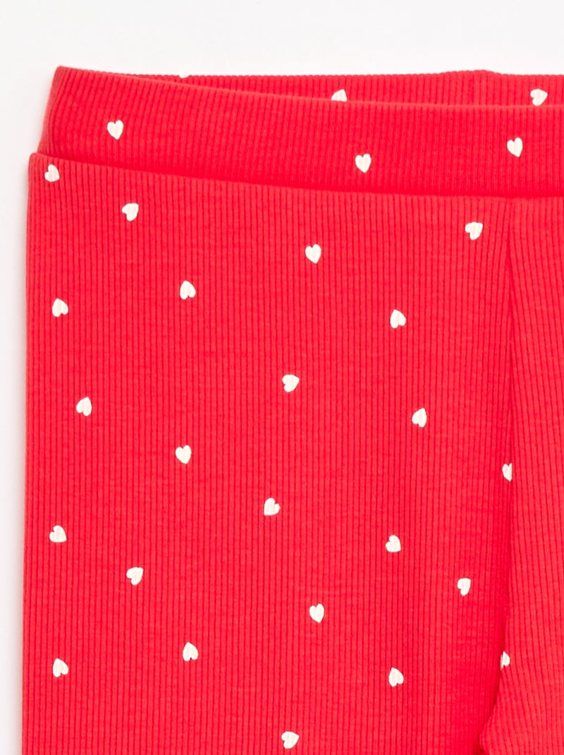 Ribbed Leggings with Print Red - Kiabi