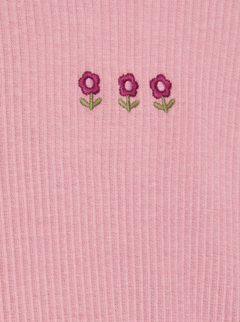 Ribbed long-sleeved T-shirt Pink - Kiabi