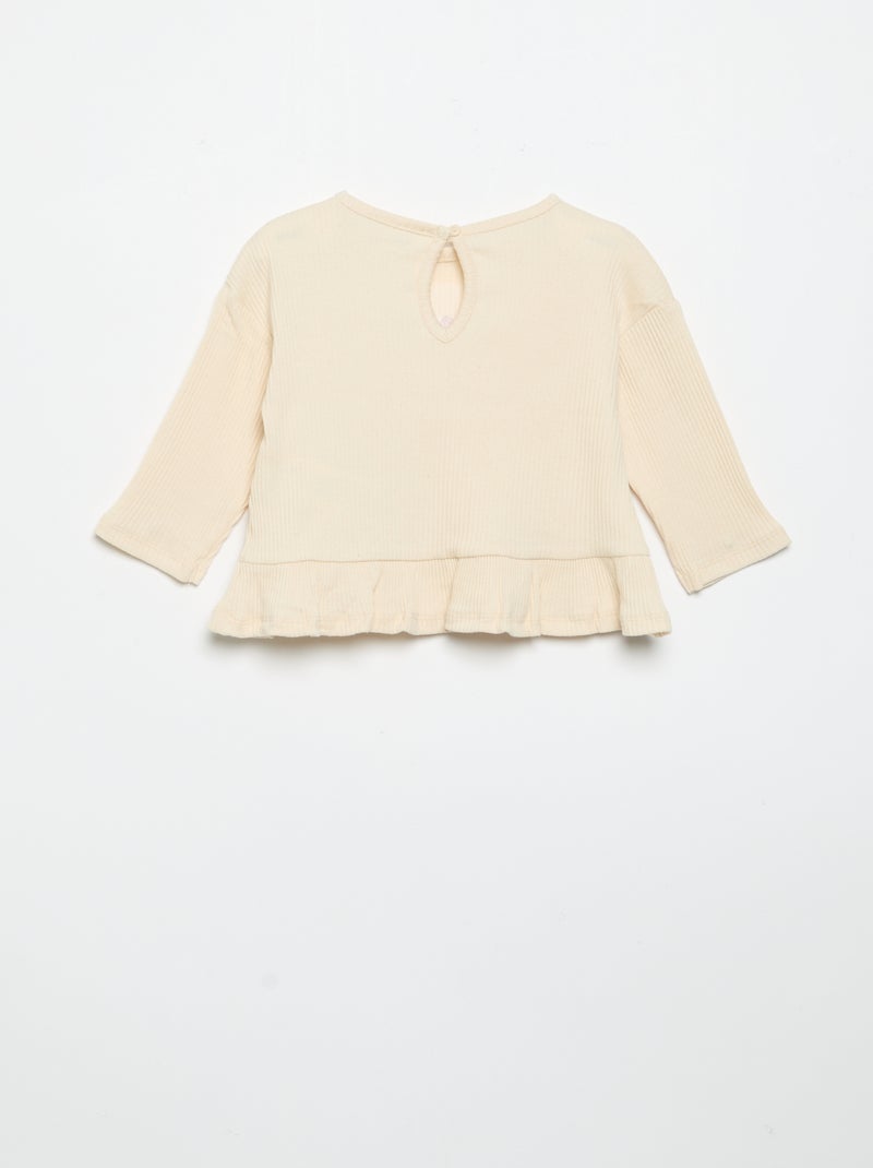 Ribbed long-sleeved T-shirt White - Kiabi