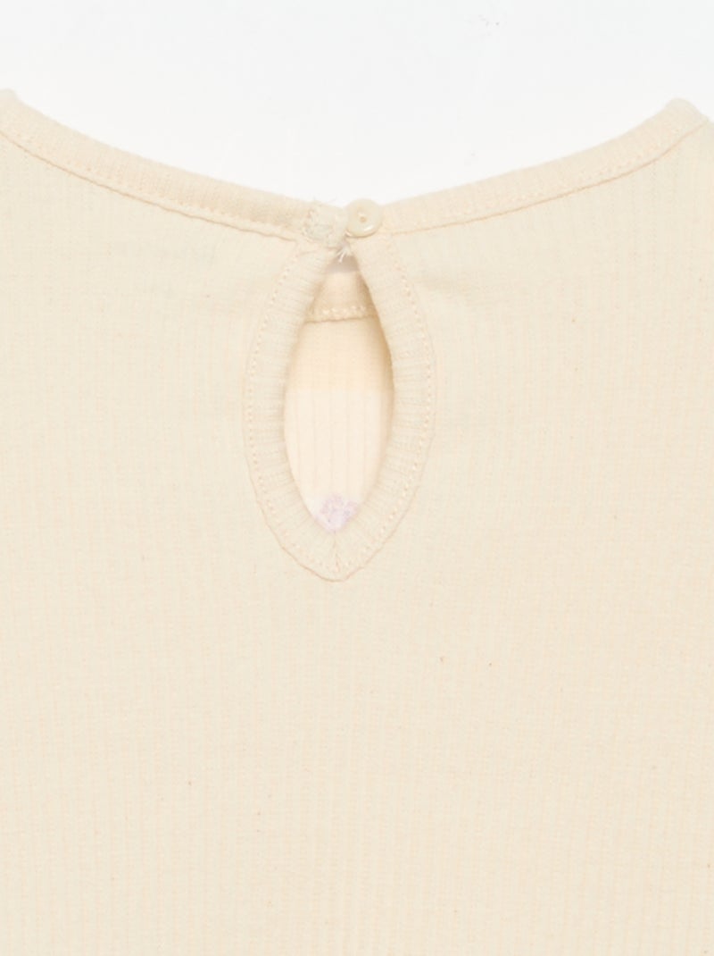 Ribbed long-sleeved T-shirt White - Kiabi