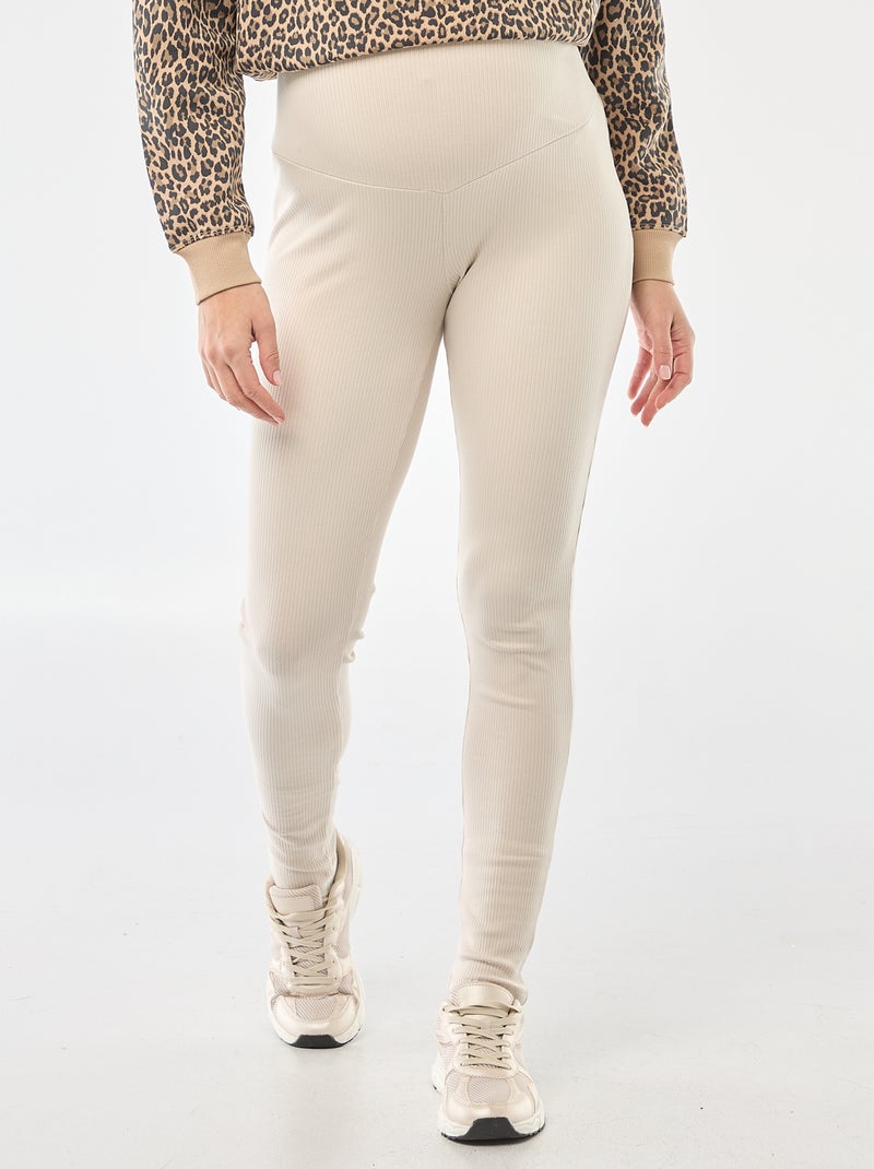 Ribbed maternity leggings Beige - Kiabi