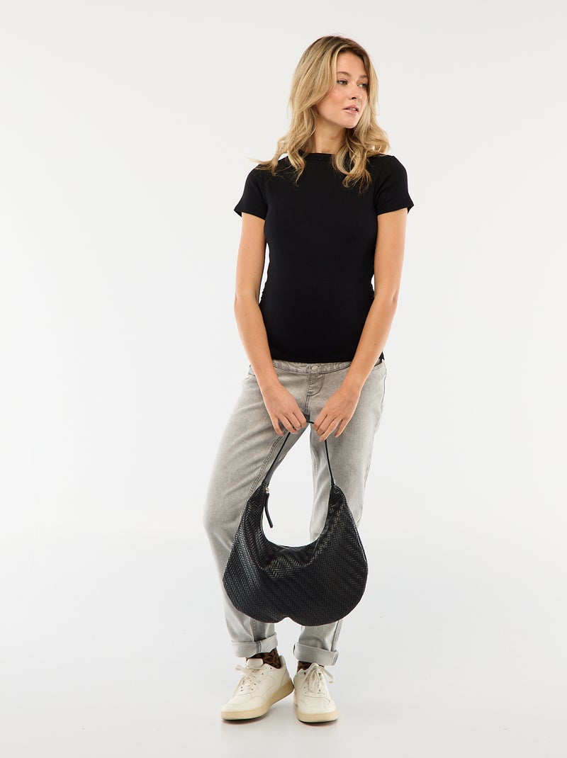 Ribbed Maternity T-shirt Black - Kiabi