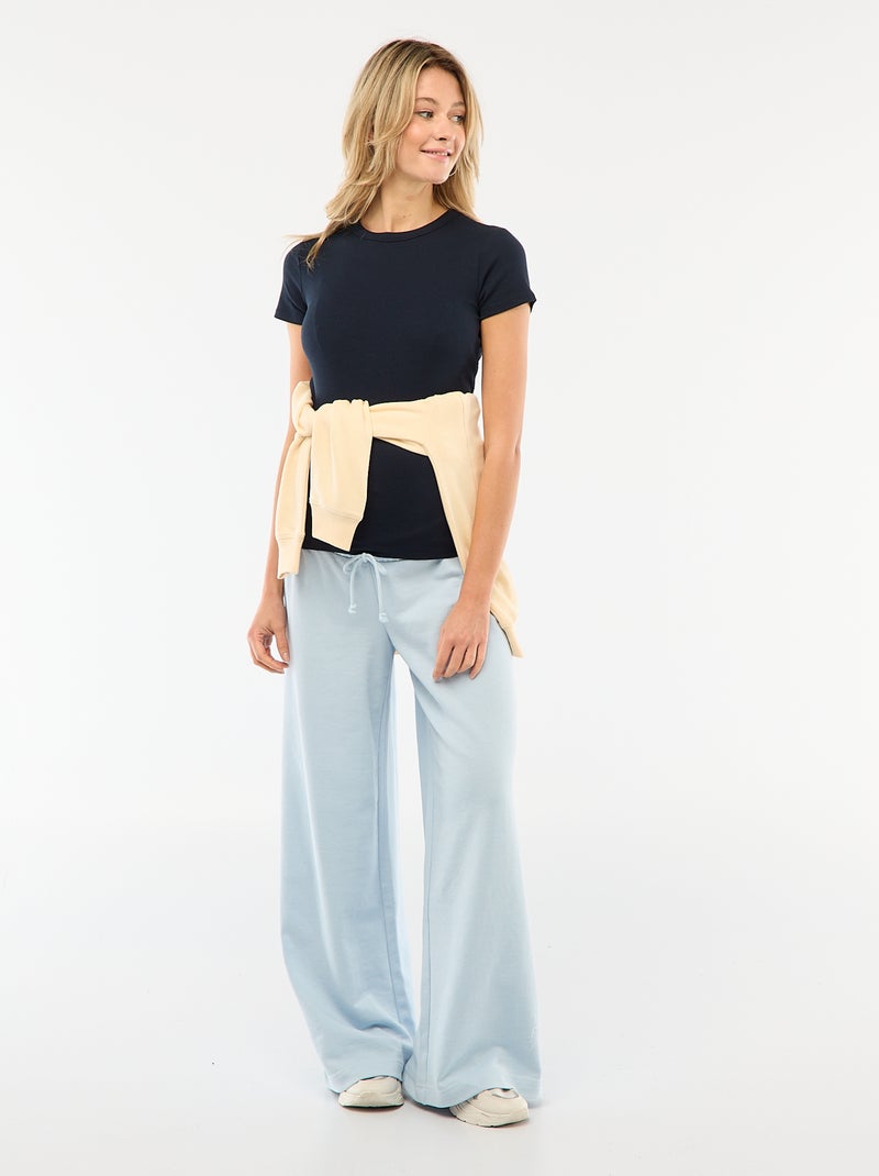 Ribbed Maternity T-Shirt Blue - Kiabi