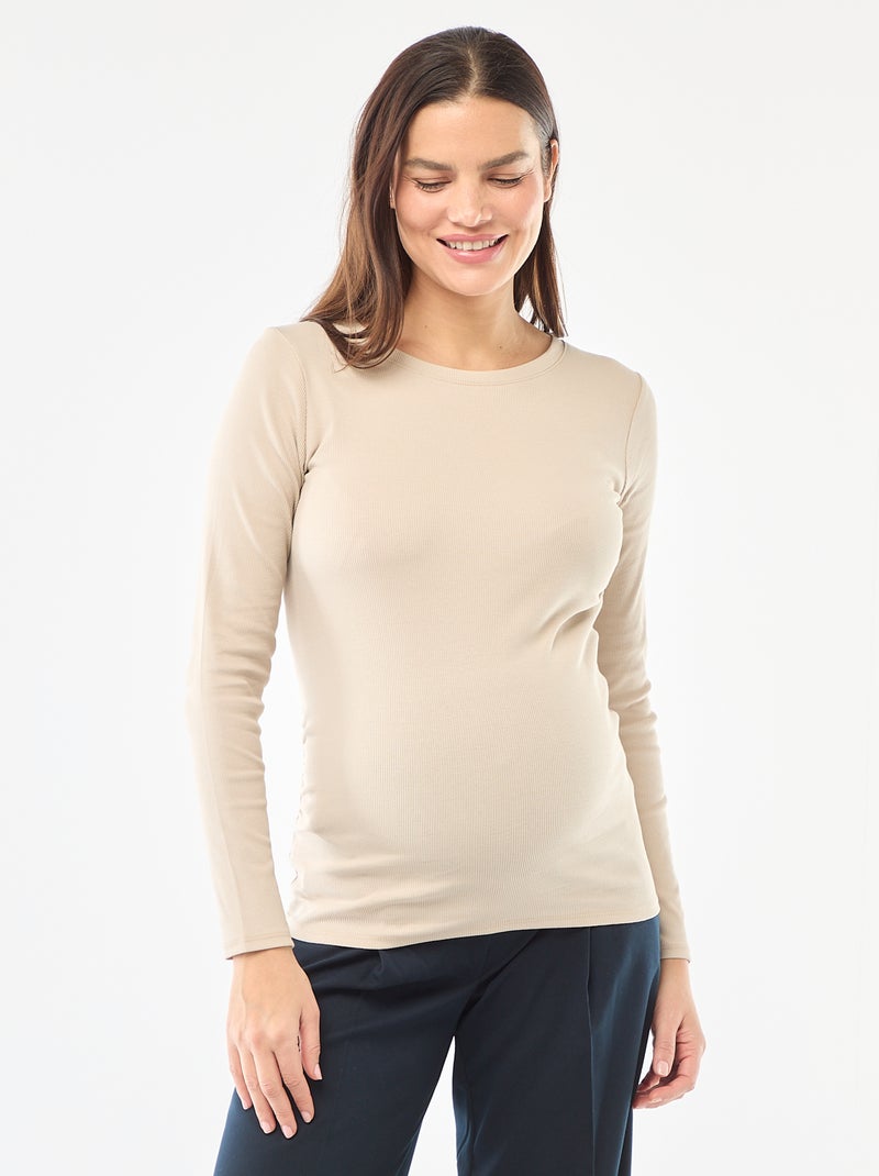 Ribbed maternity T-shirt Grey - Kiabi