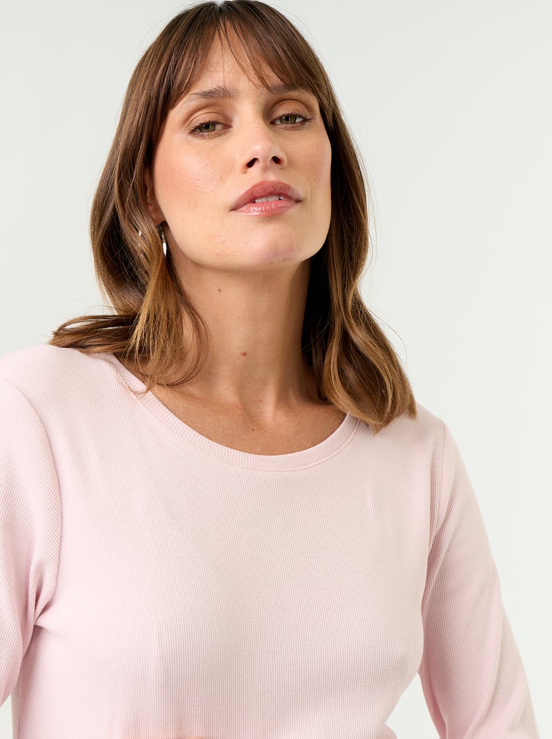 Ribbed Maternity T-shirt Pink - Kiabi