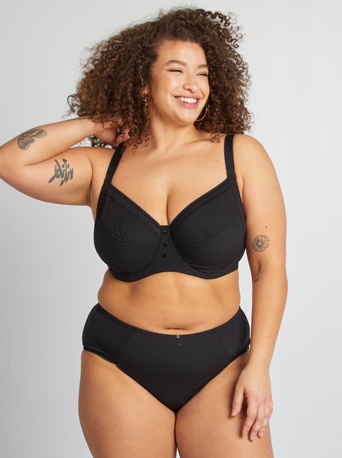 Ribbed microfiber balconette bra - Kiabi