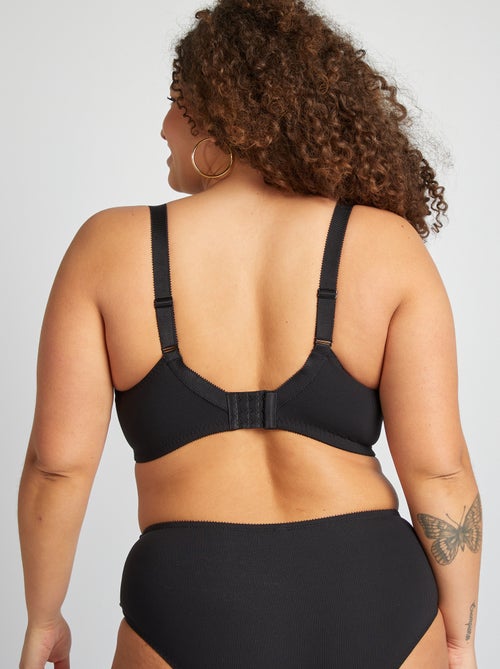 Ribbed microfiber balconette bra - Kiabi