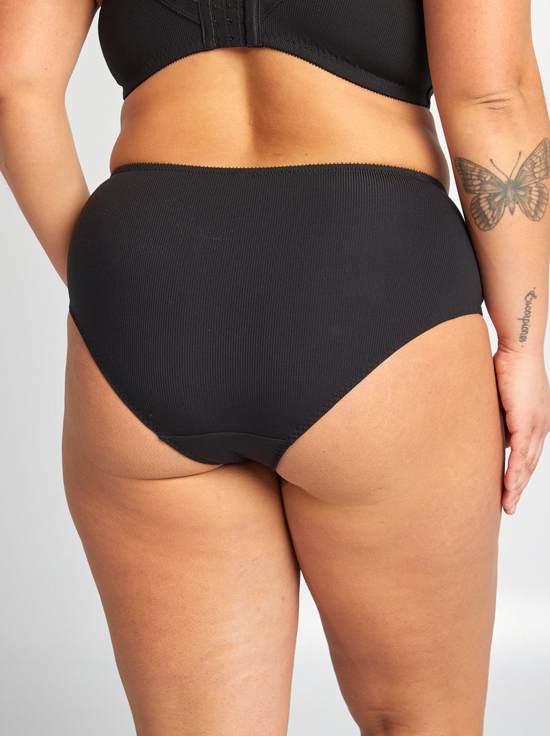 Ribbed microfibre briefs black - Kiabi