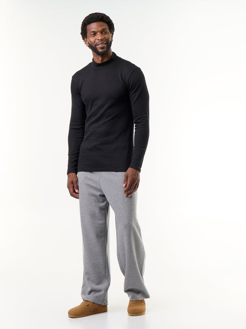 Ribbed Mock-Neck Long-Sleeve T-Shirt - Kiabi
