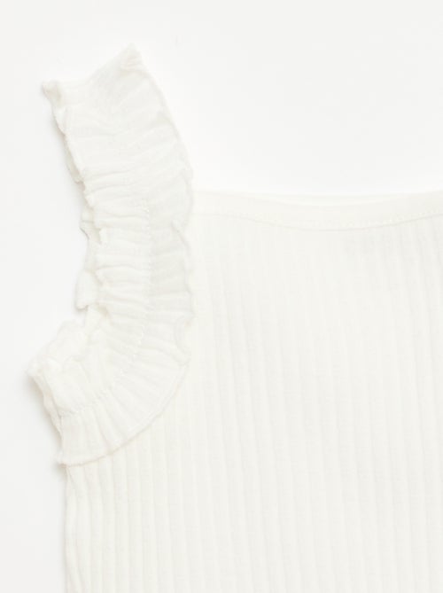 Ribbed Pointelle Tank Top with Ruffled Straps - Kiabi
