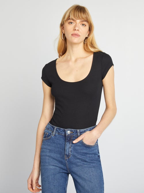 Ribbed Short-Sleeve Bodysuit - Kiabi