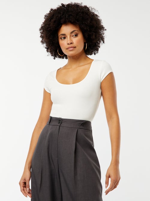 Ribbed Short-Sleeve Bodysuit - Kiabi