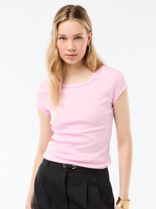 Ribbed Short-Sleeve Jersey T-Shirt - Kiabi