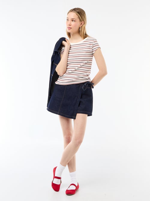 Ribbed Short-Sleeve Jersey T-Shirt - Kiabi