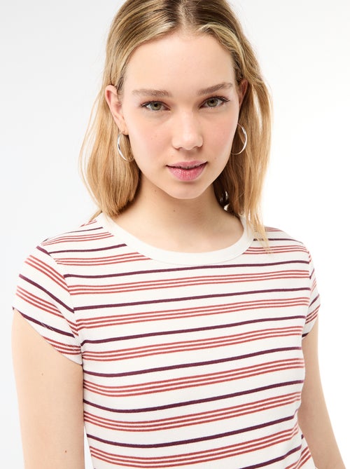 Ribbed Short-Sleeve Jersey T-Shirt - Kiabi