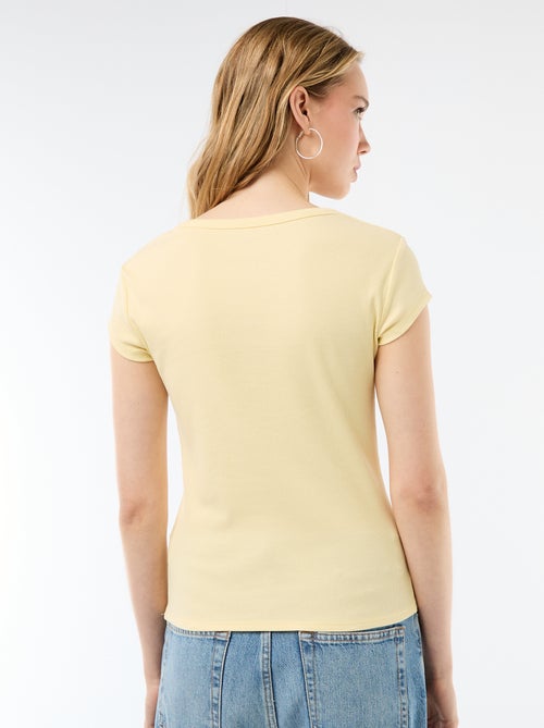 Ribbed Short-Sleeve Jersey T-Shirt - Kiabi