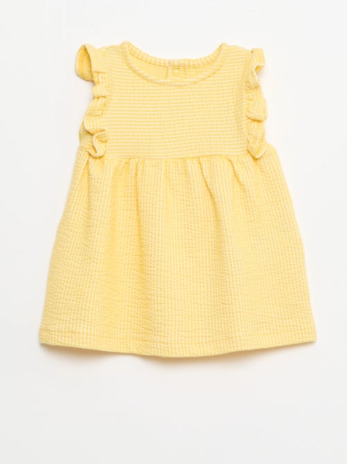 Ribbed short-sleeved dress - Kiabi