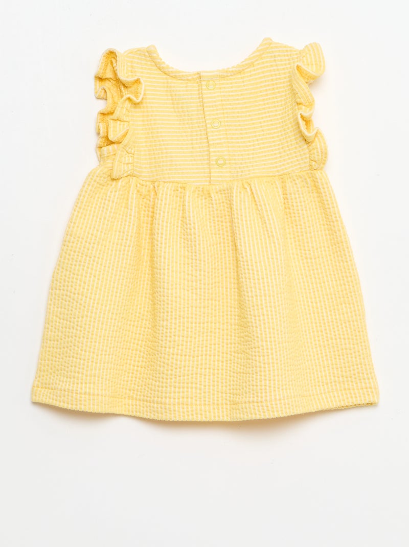Ribbed short-sleeved dress Yellow - Kiabi