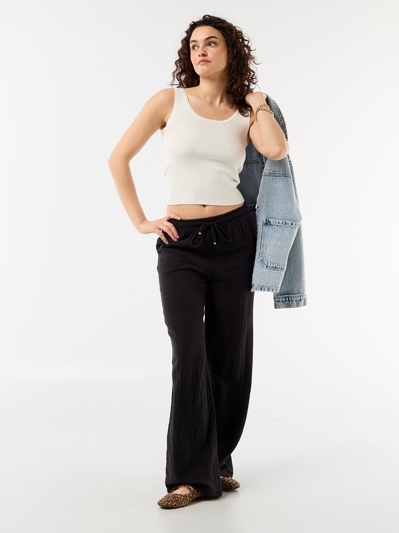 Ribbed Sleeveless Tank Top White - Kiabi
