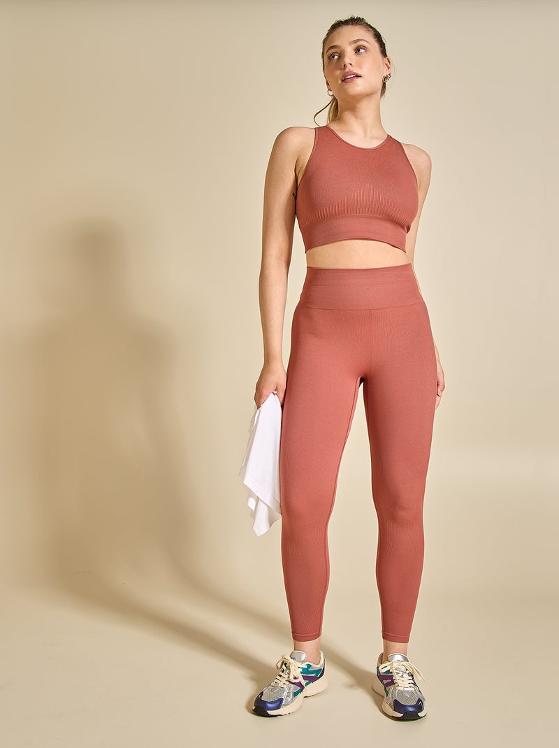 Ribbed Sports Leggings - (ekstract) Brown - Kiabi