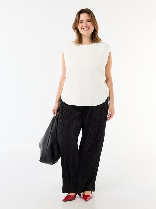 Ribbed Stretch Wide-Leg Pants - Kiabi