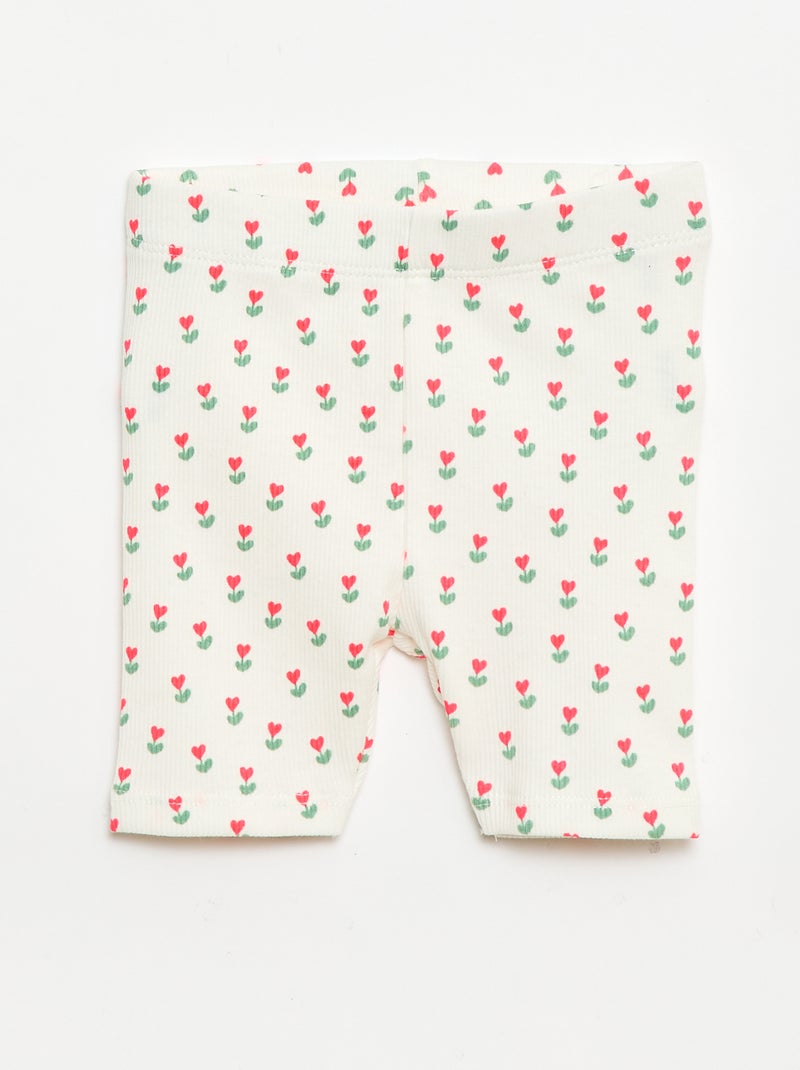 Ribbed T-shirt and Bike Shorts Set - 2-piece Pink - Kiabi